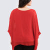Yksivärinen silkkinen poncho - punainen - Image 5