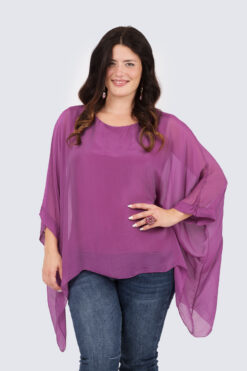 Yksivärinen silkkinen poncho - liila