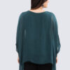 Yksivärinen silkkinen poncho - petrooli - Image 3