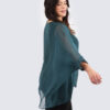 Yksivärinen silkkinen poncho - petrooli - Image 4