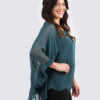 Yksivärinen silkkinen poncho - petrooli